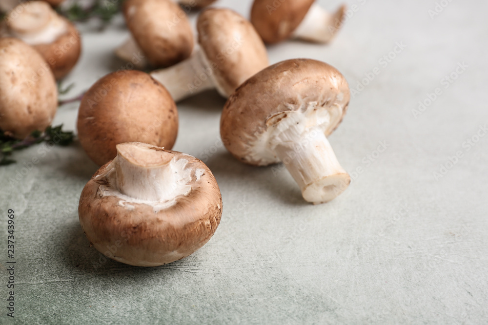 Fresh mushrooms on light table Fresh mushrooms on light table