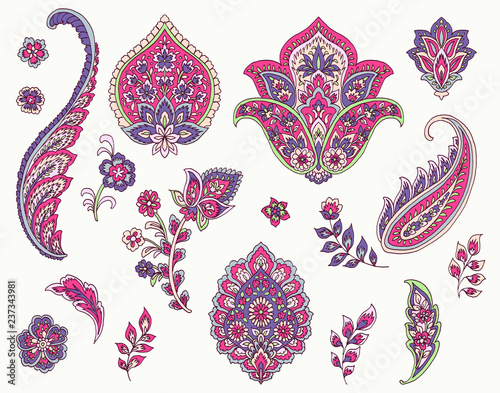 Obraz na płótnie Paisley Style: Set 