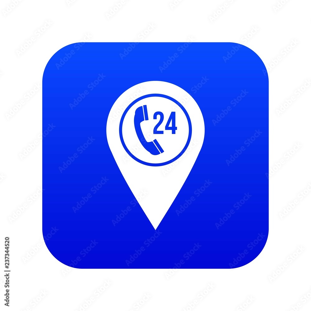 Map pointer with phone handset sign icon digital blue for any design isolated on white vector illustration Map pointer with phone handset sign icon digital blue for any design isolated on white vector illustration