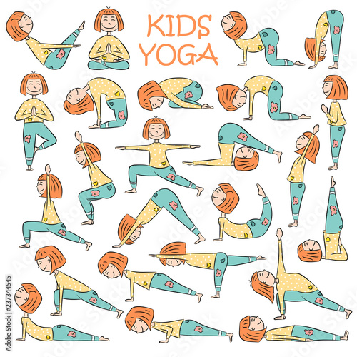 Hand-drawn Yoga kids set