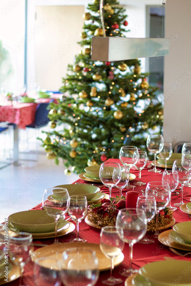 table settings for christmas lunch. table settings for christmas lunch.