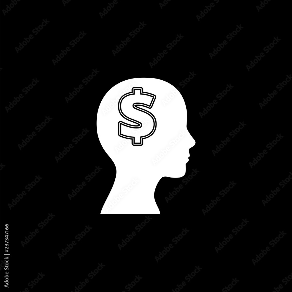 Mind concept graphic for money icon or logo on dark background Mind concept graphic for money icon or logo on dark background