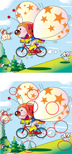 間違い探し＿空飛ぶ蝶々の自転車
