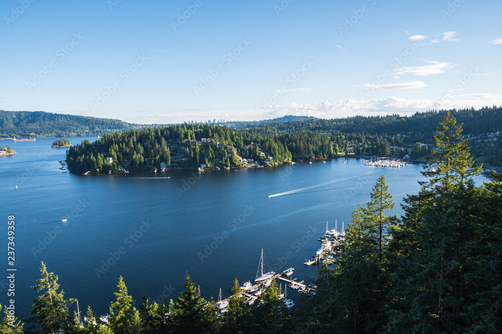 Viewpoint from Quarry Rock over Deep Cove, North Vancouver, BC, Canada