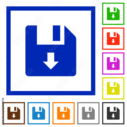 Move down file flat framed icons