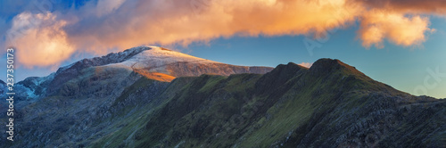 Canvas Print Panorama of Snowdon (Welsh: Yr Wyddfa, pronounced is the highest mountain in Wales, Uk