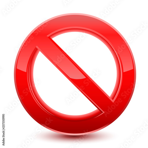 Forbidden red sign, isolated on  white background. Vector Illustration.