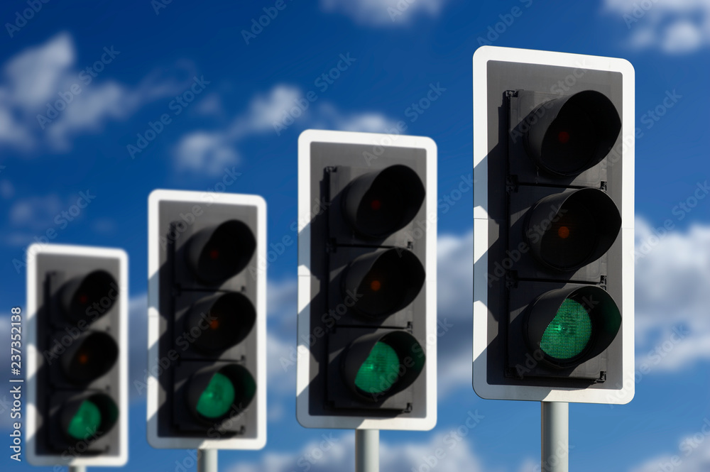 custom made wallpaper toronto digitalROW OF FOUR ROAD TRAFFIC LIGHTS SHOWING GREEN