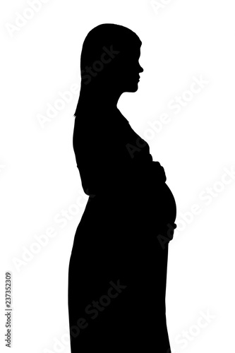 silhouette of pregnant woman on white background isolated