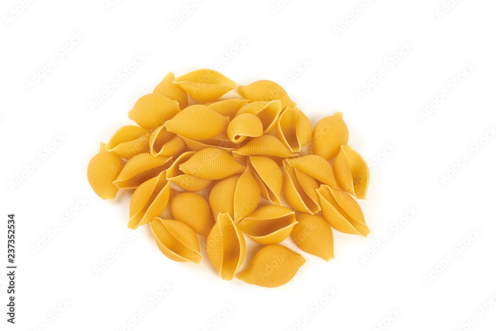 conchiglioni pasta , isolated on a white background. conchiglioni pasta , isolated on a white background.