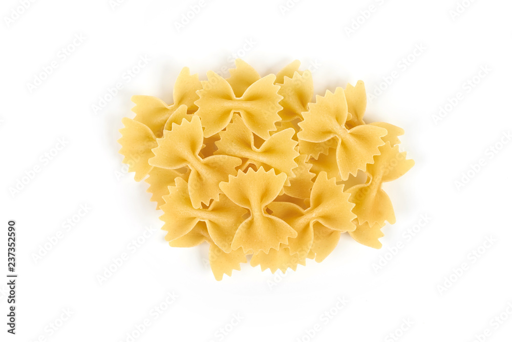 A Farfalle pasta isolated on white background A Farfalle pasta isolated on white background