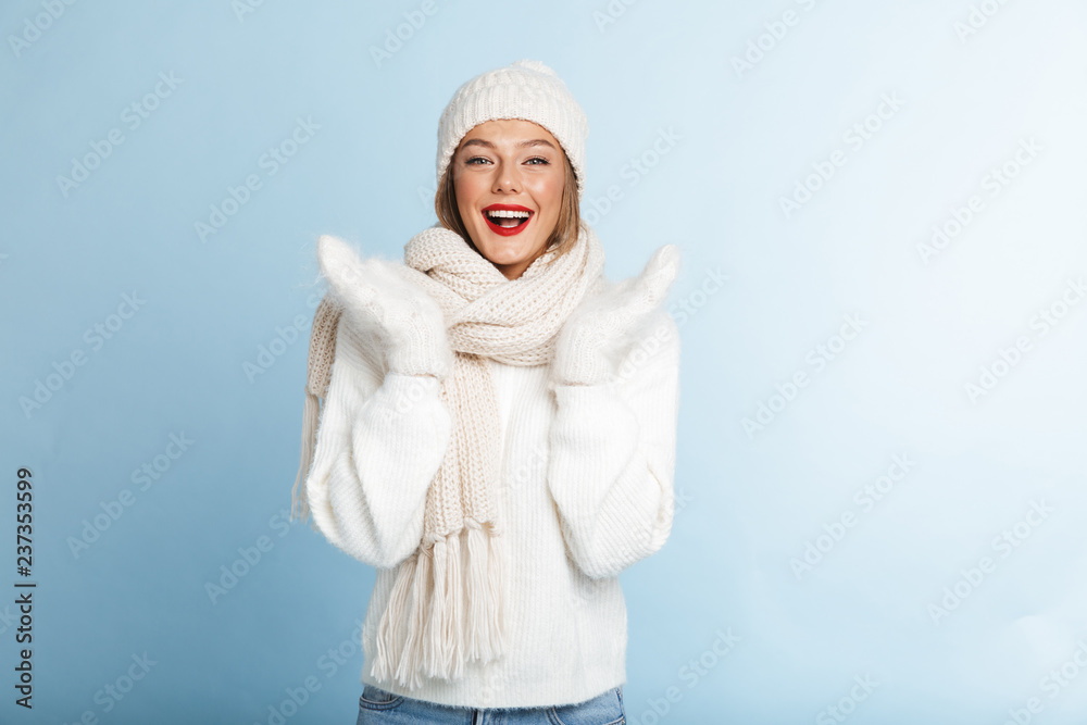 Lovely young woman wearing sweater and hat Lovely young woman wearing sweater and hat
