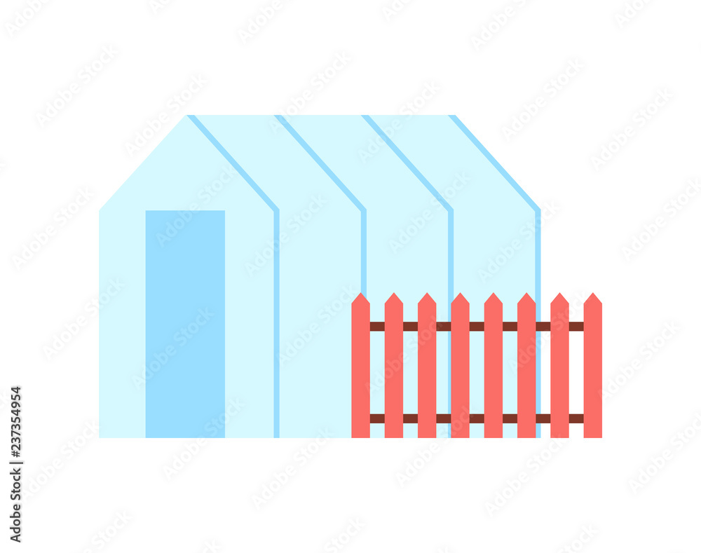 Greenhouse Hothouse and Fence Vector Illustration Greenhouse Hothouse and Fence Vector Illustration