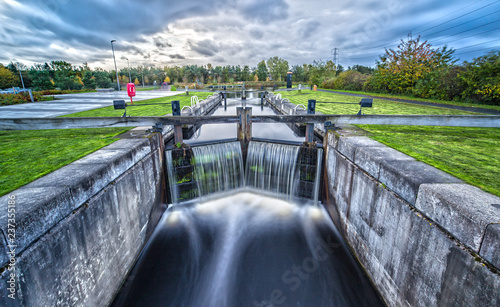 Leinwand Poster Long Exposure of a water lock Caledonian Canal