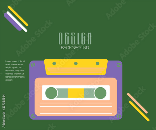 Vector beta tape and cassette box old graphic in 80s style. Awesome super video hits. VHS effect. 80's and 90's style. Retro vintage cover