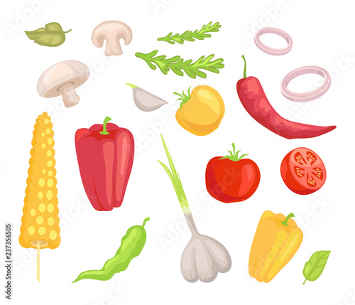 Vegetables Veggies Icons Set Vector Illustration