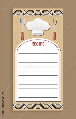 Recipe Cook Book Page Notebook Vector Illustration