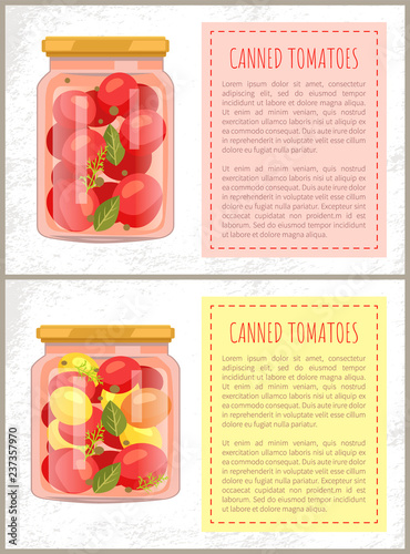 Canned Tomatoes Food Set Vector Illustration