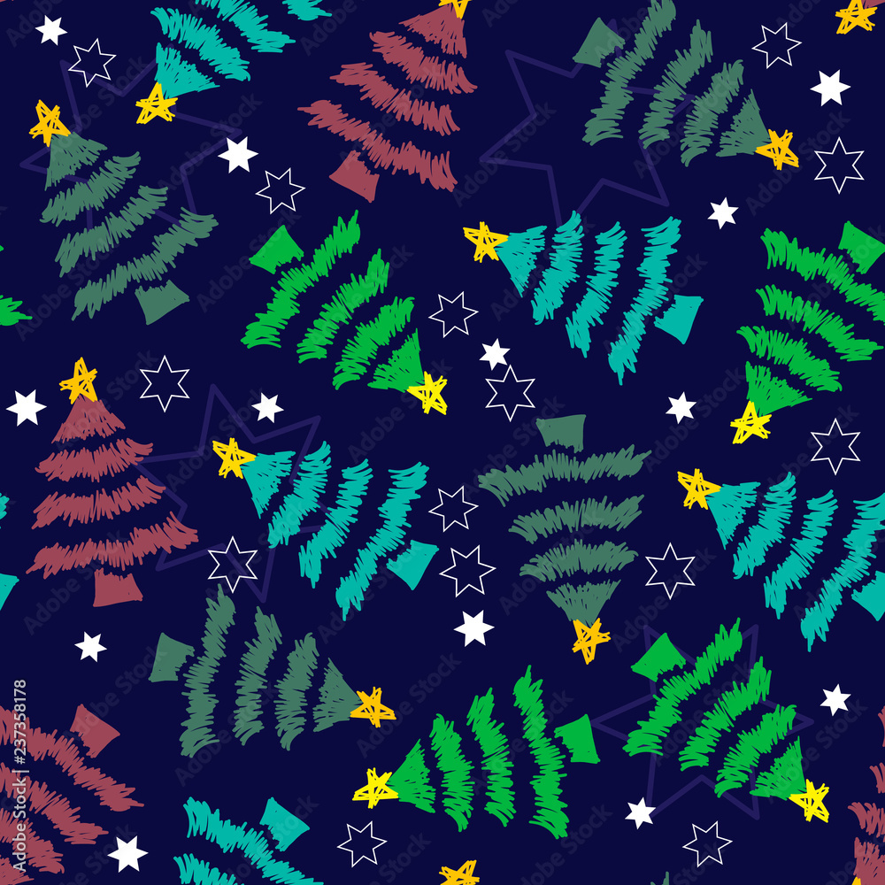 christmas tree seamless pattern vector