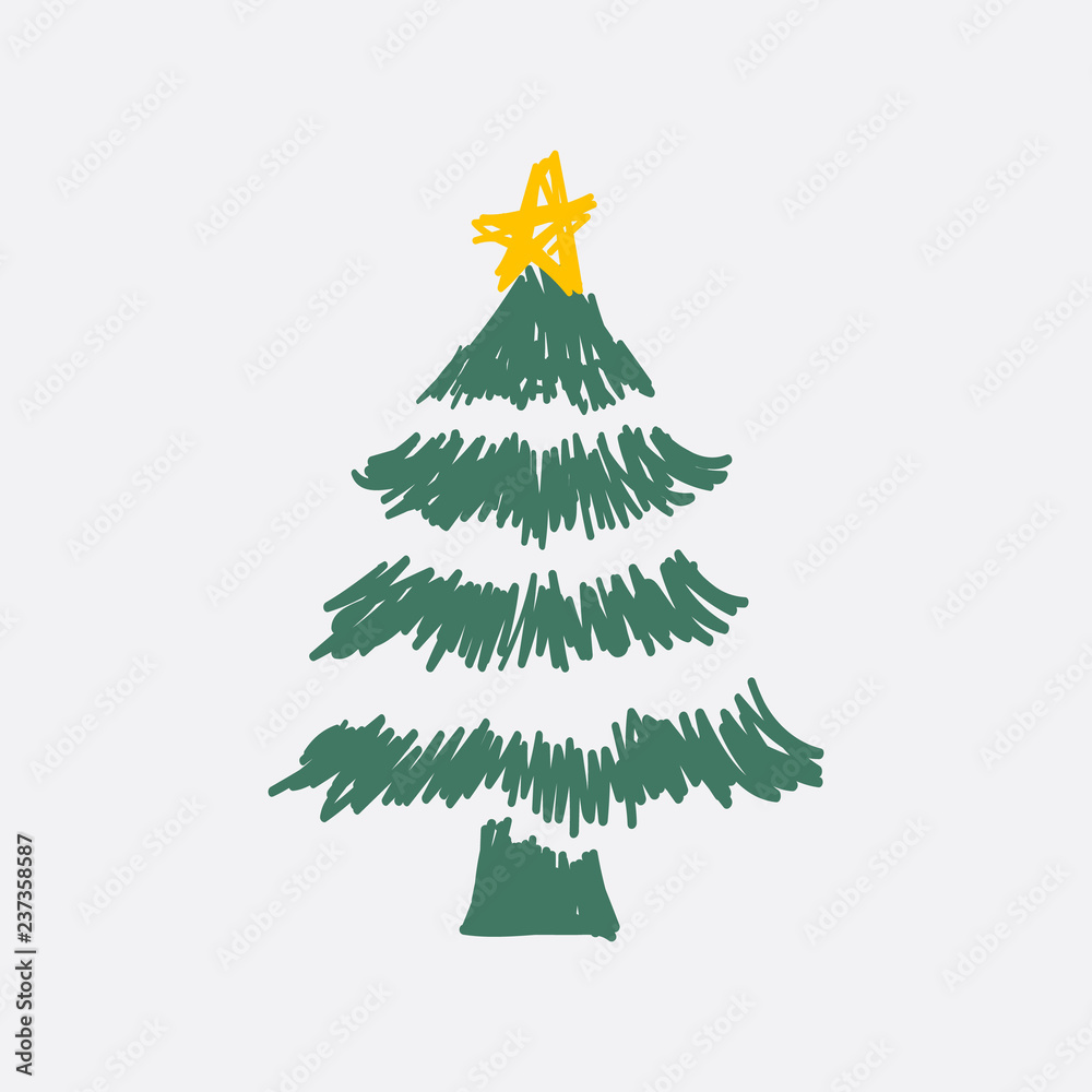 Obraz premium christmas tree doodle vector