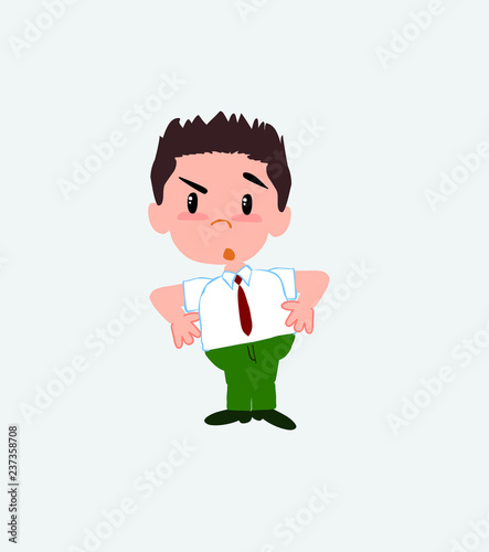 Businessman in casual style with an expression of unpleasant surprise.
