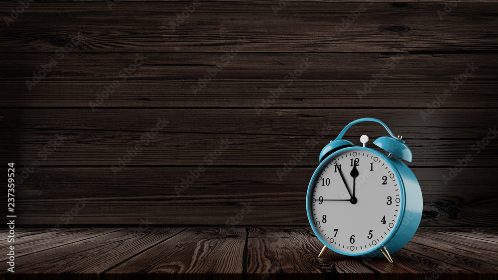 Retro alarm clock with five minutes to twelve o'clock. Hight resolution 3d illustration render Retro alarm clock with five minutes to twelve o'clock. Hight resolution 3d illustration render