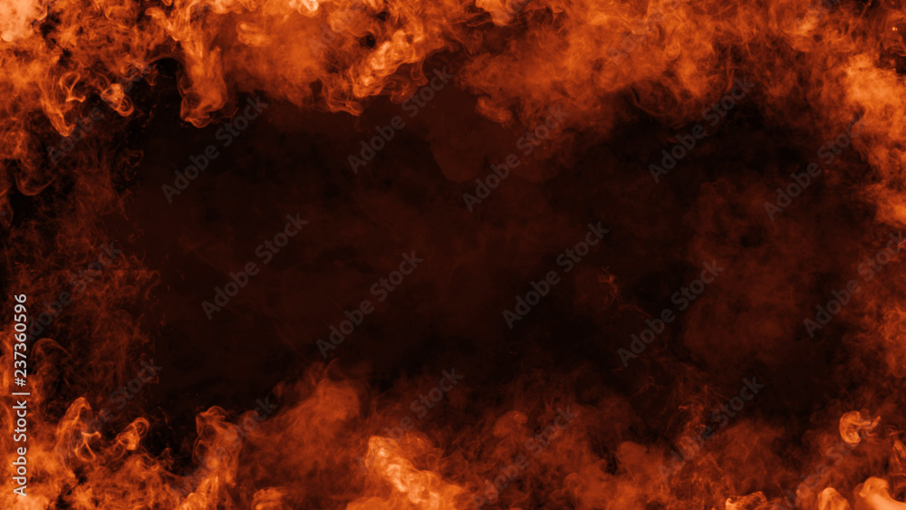 abstract flames frame on isolated a black background