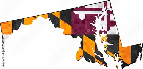 Grunge Maryland map with flag inside - Illustration, 
Map of Maryland vector,  
Abstract grunge mosaic flag of Maryland