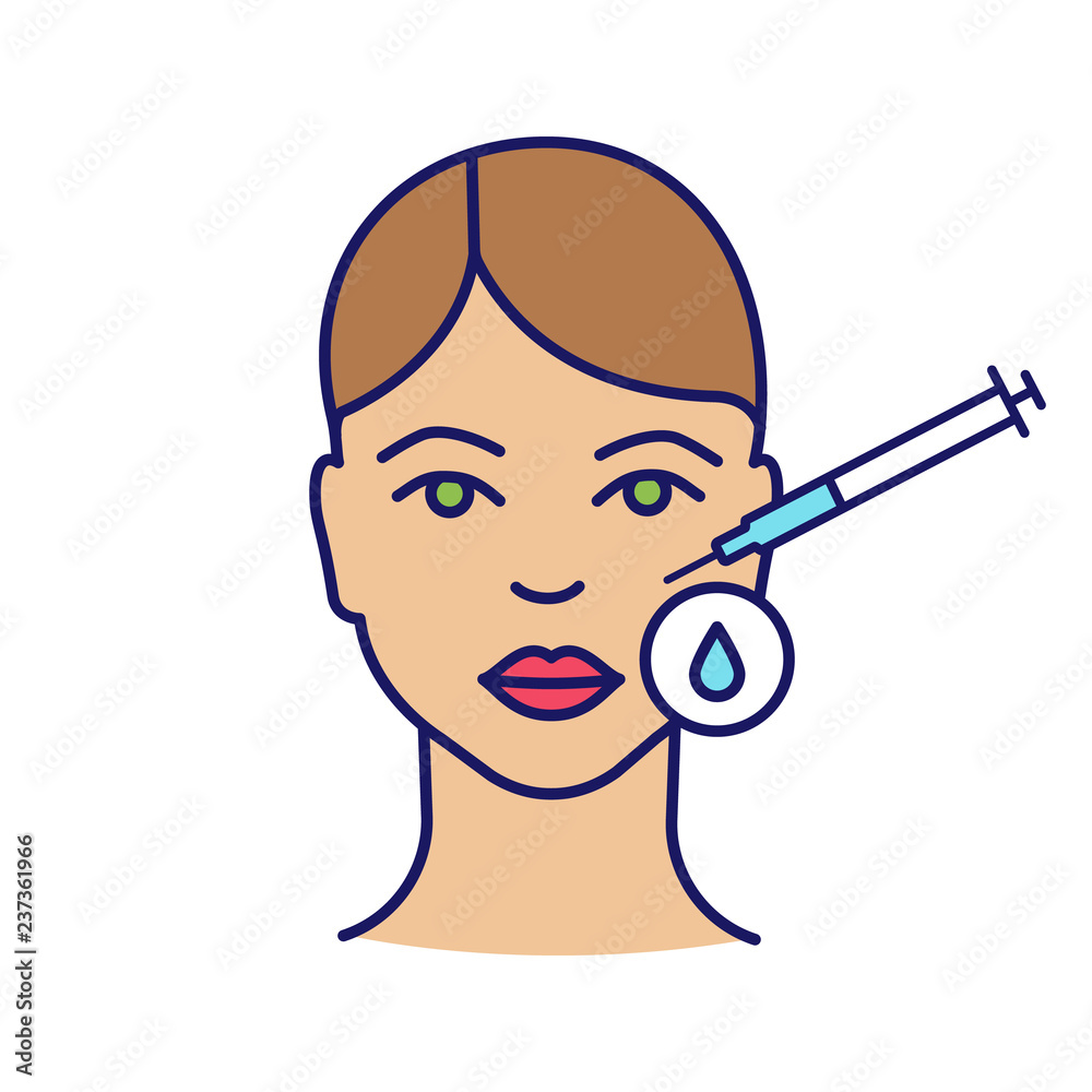 Neurotoxin injection area disinfection color icon Neurotoxin injection area disinfection color icon