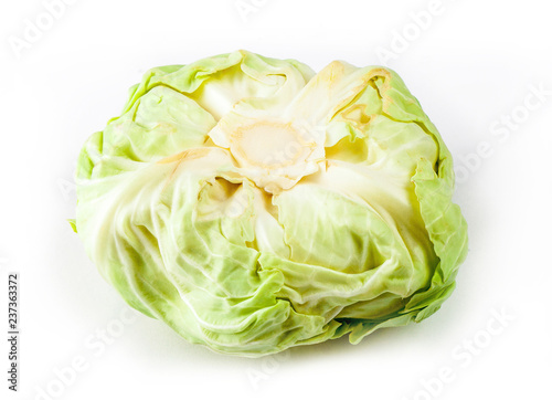 Fresh cabbage head isolated on white background, Green Cabbage
