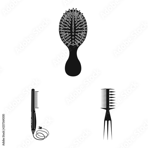 Vector design of brush and hair symbol. Collection of brush and hairbrush vector icon for stock.
