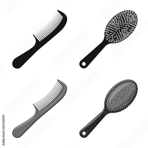 Vector design of brush and hair icon. Set of brush and hairbrush stock symbol for web.