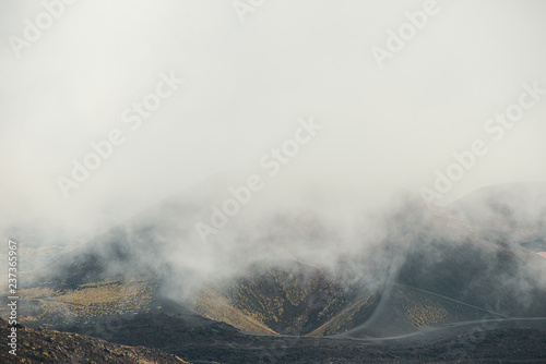 Fog on the volcano Etna
