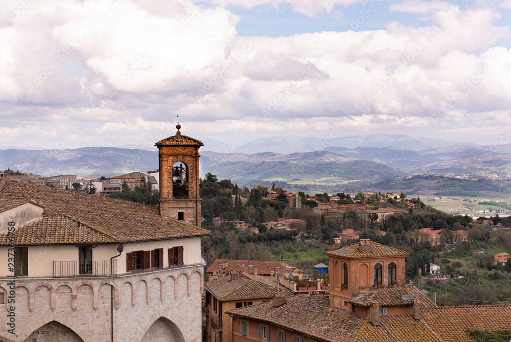 beautiful view of perugia from above on a spring day