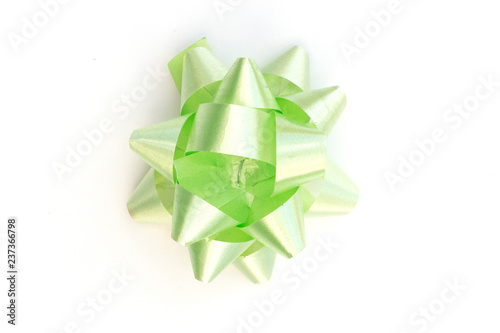 green ribbon isolated on white background.