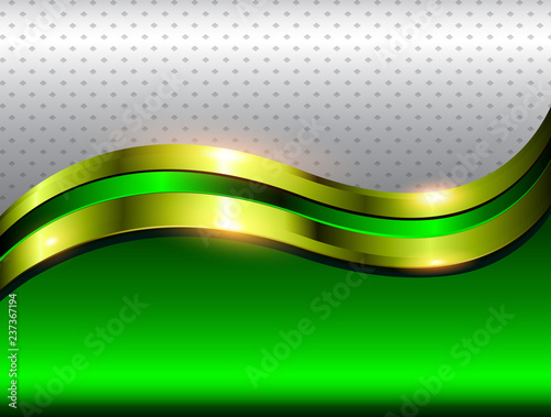 Abstract background green with gold metallic wave