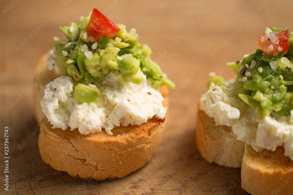 Toast with cheese and avocado Toast with cheese and avocado