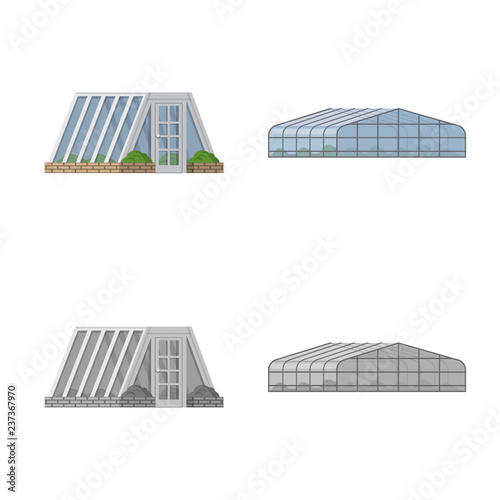 Isolated object of greenhouse and plant symbol. Collection of greenhouse and garden stock symbol for web.