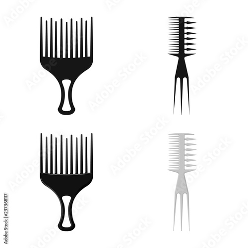 Vector illustration of brush and hair sign. Collection of brush and hairbrush vector icon for stock.