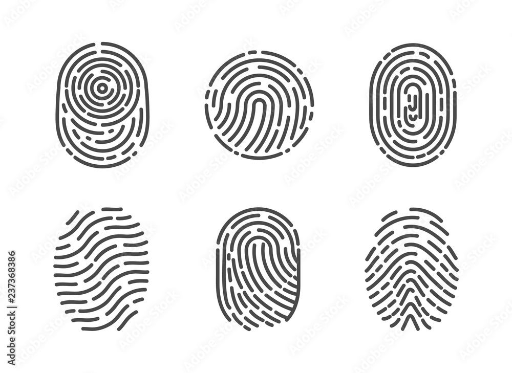 Identification Fingerprints Sketches Set Vector Identification Fingerprints Sketches Set Vector