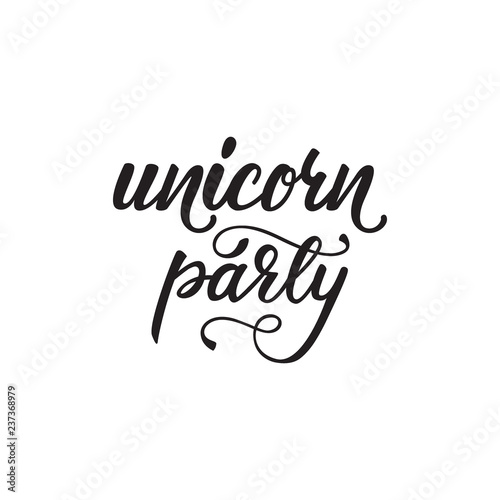 Lettering design Unicorn party. Vector illustration.