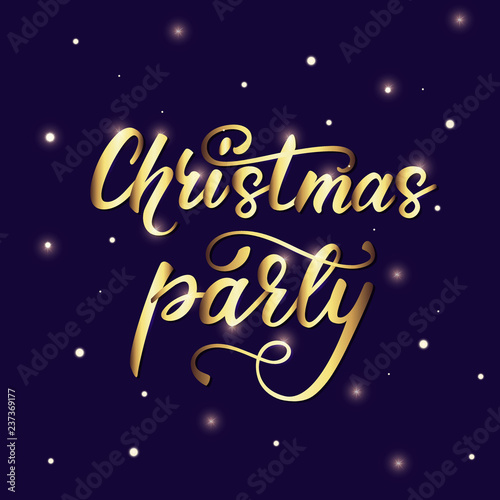 Lettering banner design "Christmas party". Vector illustration.