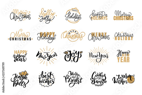 Merry Christmas Festive Lettering Icons and Signs