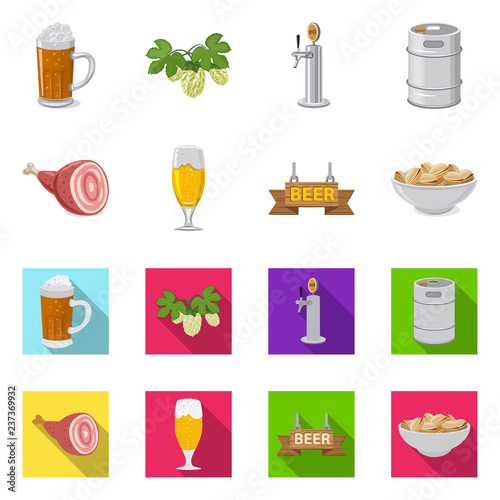 Isolated object of pub and bar sign. Set of pub and interior stock symbol for web.