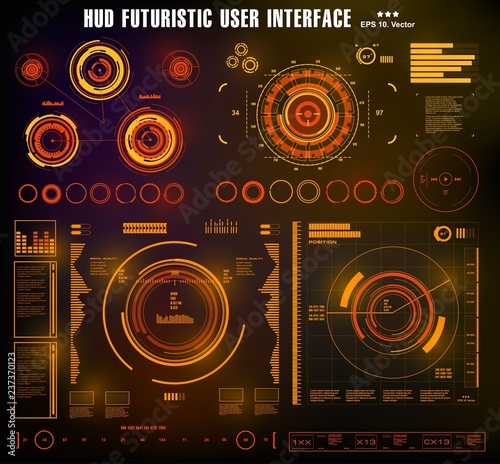 Sci-fi futuristic hud dashboard display virtual reality technology screen  target