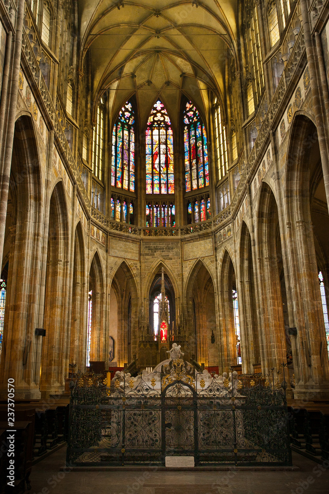 Interiors of St Vitus Cathedral, Prague, Czech Republic