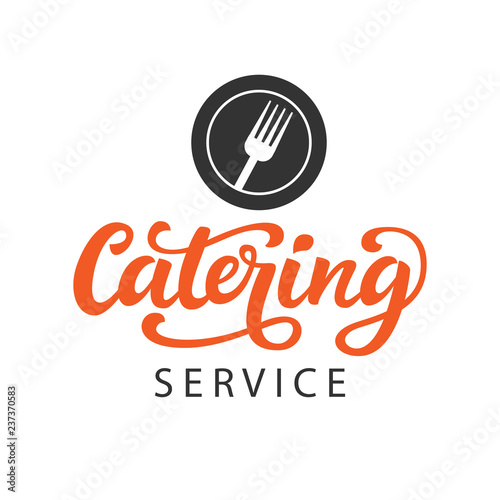 Catering vector logo badge with hand written modern calligraphy