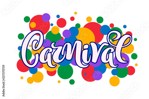 Carnival hand drawn lettering for Brasil carnaval, Mardi Gras, Spain carnival festival concept for celebration poster, banner, logo, icon, printing. Vector typography isolated, without background