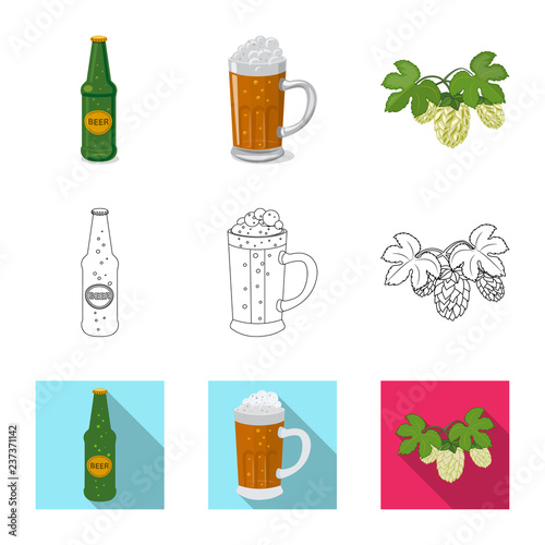 Isolated object of pub and bar sign. Collection of pub and interior stock symbol for web.