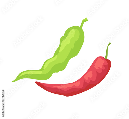 Pepper Pods Isolated Vector Icon in Cartoon Style